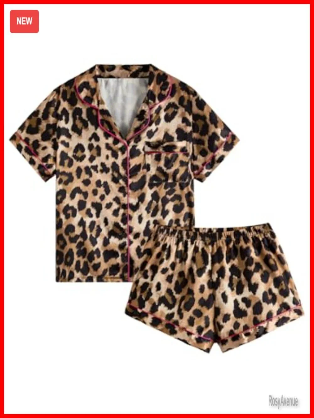 Women's 2 Piece Satin Pajama Set Button Front Short Sleeve Pjs Sleepwear